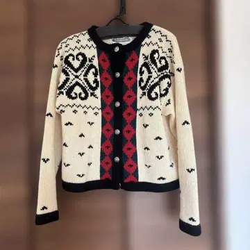 세이셸 기하학 패턴 니트 가디건