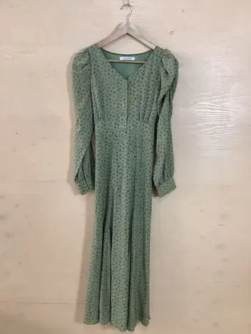 12.4 A251 아카이브 롱 원피스 꽃무늬 모스그린