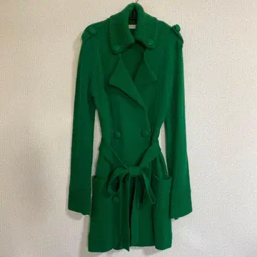 그린 니트 트렌치코트