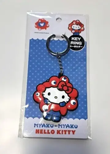 미개봉 오사카 만박 한정판 미야쿠미야쿠 키티 콜라보 러버 키링 변신