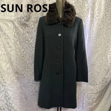 SUN ROSE 울 혼방 퍼 카라 부착