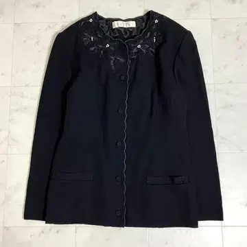 가디건 자켓 니트 스웨터 펄 자수 꽃무늬 모 100% M