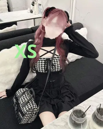 미셸 마카롱 이모 하운드투스 체크 하이넥 앙상블 상의 허니 뮤우 XS