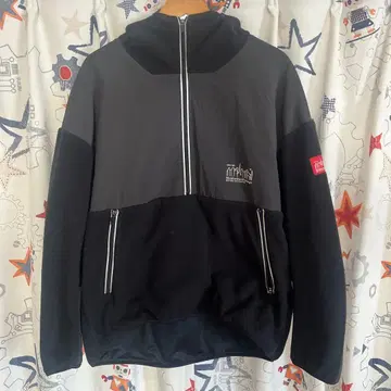 MANHATTAN PORTAGE 절개 플리스 후드티 후드 블랙 L