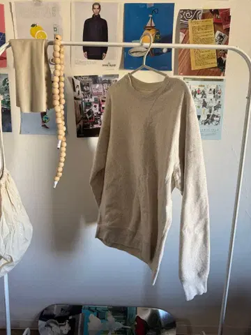 아이보리 100% 코튼 긴팔 트레이닝복