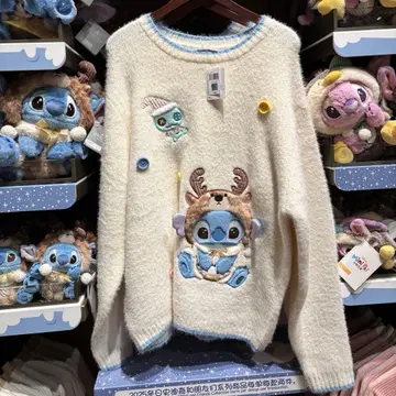 상하이 디즈니랜드 크리스마스 겨울 루돌프 스티치 니트 스웨터