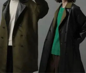 리버서블 가죽 울 코트