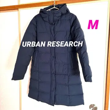 어반 리서치 네이비 후드 부착 롱 다운 자켓 M 사이즈.