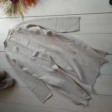 PLST/롱 가디건/M/연한 베이지/겉옷/가볍고 산뜻한/면 혼방