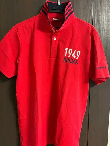 ADIDAS 1949 자수 레드 셔츠 OXO 골프 피케 셔츠