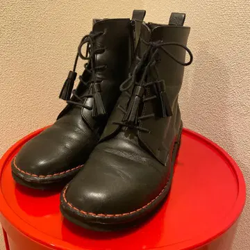 태슬 장식 가죽 숏부츠