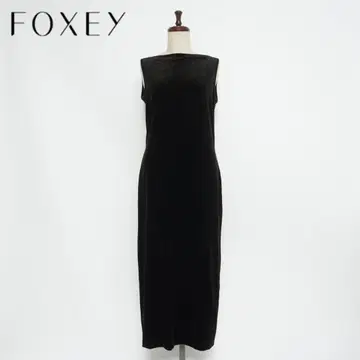 폭시 라비츠 슬리브리스 벨로아 드레스 원피스 블랙 2*HD605