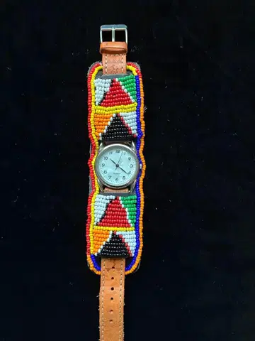 레어! 비즈 장식 여성용 가죽 손목시계 쿼츠 배터리 교환 완료