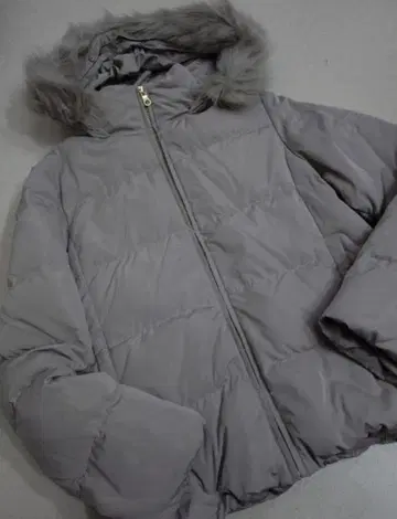 다운 자켓 후드티 페더 L 지유 그레이