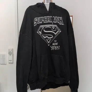 슈퍼맨 후드 부착 후드티 블랙