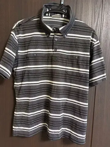 adidas 피케 셔츠 L/XL 블랙 화이트 스트라이프