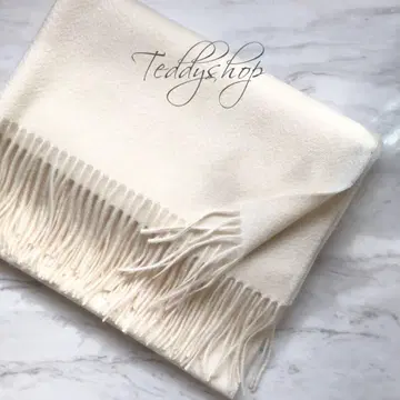 최고급 캐시미어 100% 대형 스톨 밀키 화이트