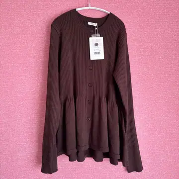 리브 짜임 브라운 가디건