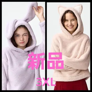 마쉬멜로우 필 풀 후드티 (토끼 여우) 귀 달린 후드티 3XL