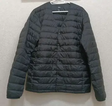 남성용 M 노카라 울트라 라이트 다운 자켓 블랙 UNIQLO