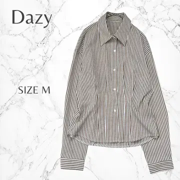 Dazy 겉옷 올 시즌 스테디셀러 스트라이프 패턴 긴팔 셔츠 M 고품질