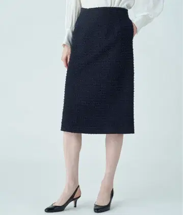 새상품급 Ballsey 믹스얀 트위드 I라인 스커트 네이비