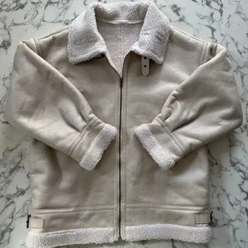 아이보리 무스탕 코트 L 사이즈 갸루