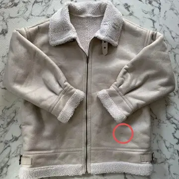 아이보리 무스탕 코트 L 사이즈 갸루