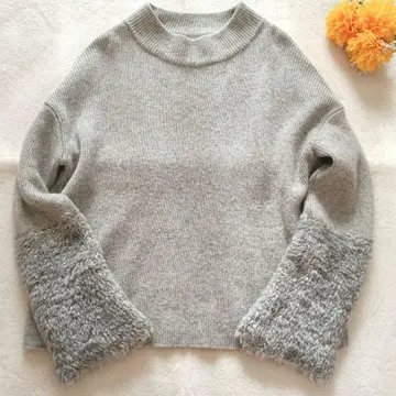 NOBLE 소매 퍼 [실크 37%] 복슬복슬 니트 새상품급