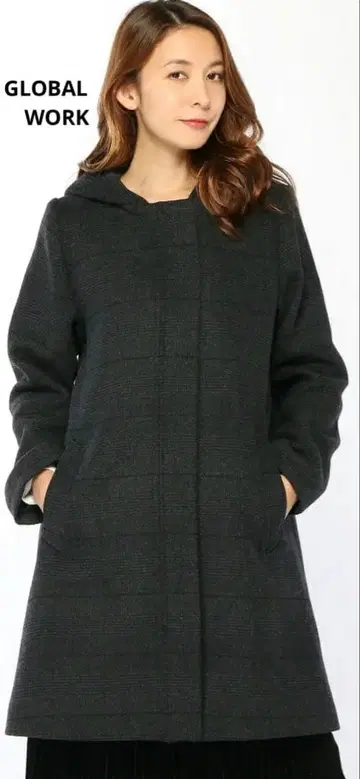 글로벌 워크 2WAY 멜톤 푸드코트 M 다크 그레이 체크 무늬