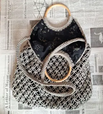 무민 그레이 니트 바스켓백