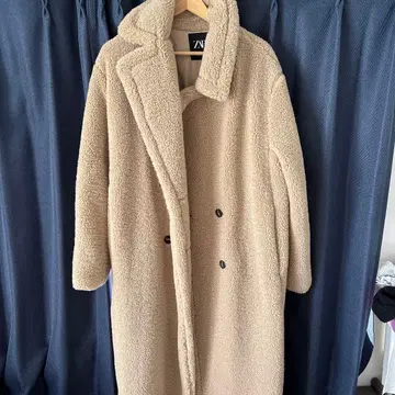 ZARA 베이지 보아 롱 코트 M