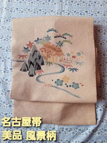 빙가타 나고야 오비 귀여운 꽃무늬 멋진 디자인 꽃 풍경 무늬