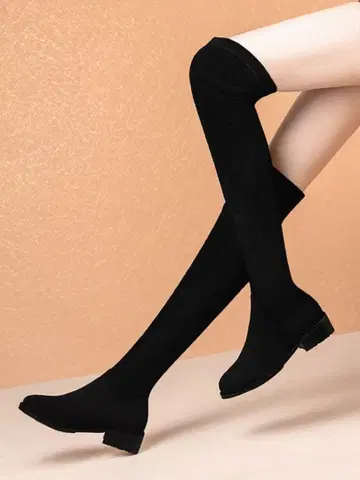 블랙 롱 부츠 미끄럼 방지 기능 포함 34cm