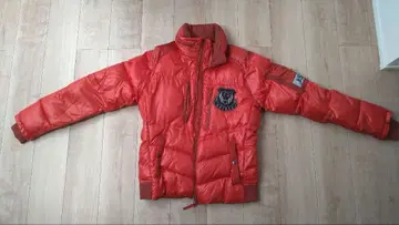 AVIREX 오렌지 컬러 다운 자켓 후드 부착