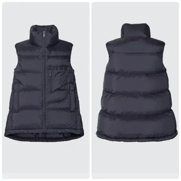 새상품급 UNIQLO +J 다운 볼륨 베스트 드로우 스트링 발수 S