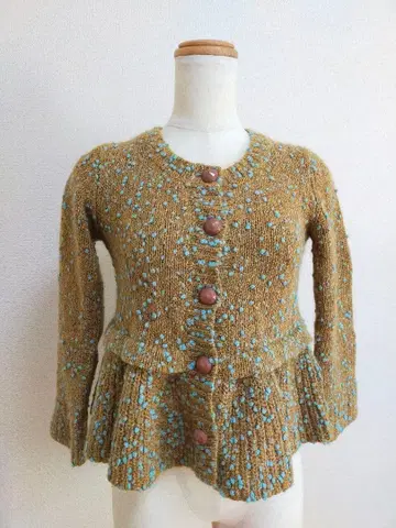 케이타 마루야마 믹스 니트 가디건 브라운 베이지 카키