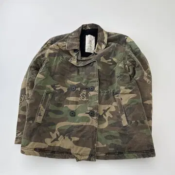 90s FUTURA 카모플라주 밀리터리 P 코트 보아 안감