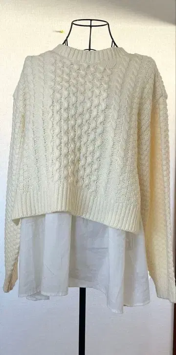 [ SamansaMos2 ] 아이보리 레이어드 니트 긴팔