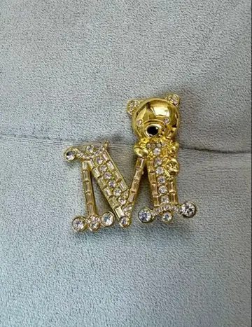 골드 테디베어 M 크리스탈 브로치