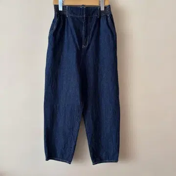 네이비 다크 블루 허리밴딩 데님 팬츠