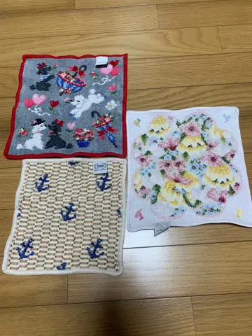 페이러 자수 손수건 3개 세트