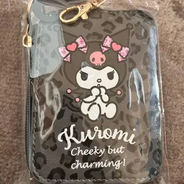 산리오 쿠로미 애니멀 레오파드 무늬 낚시릴 달린 패스 케이스