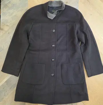 컨디션 최상 Leilian 울 코트 브라운 체크 옷깃 y50