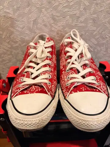 컨버스 반다나 패턴 페이즐리 올스타 척테일러 빨간색 레드