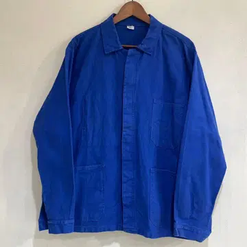 80s 프렌치 워크 자켓 파란색 커버올 100% 코튼