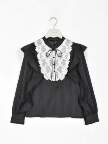 프릴 레이스 장식 블랙 셔츠
