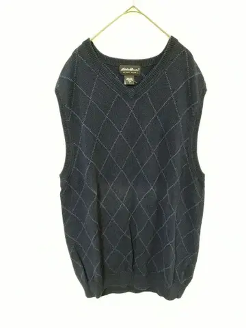 에디 바우어 니트 베스트 남성용 L 네이비색 아가일 무늬 면 100%