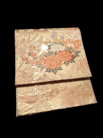 고급 꽃무늬 금실 자수 후쿠로 오비