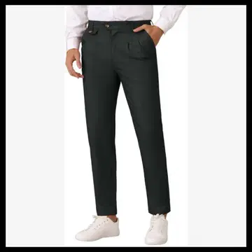 남성용 드레스 팬츠 플리츠 프론트 테이퍼